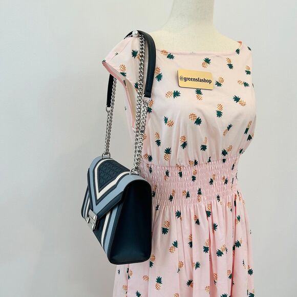 Michael Kors Whitney Medium Flap Chain Crossbody Shoulder Bag Navy Multi - Picture 11 of 11